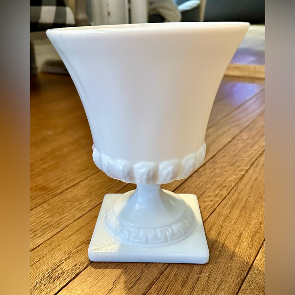 Vintage E.O. Brody Milk Glass White Fluted Vase